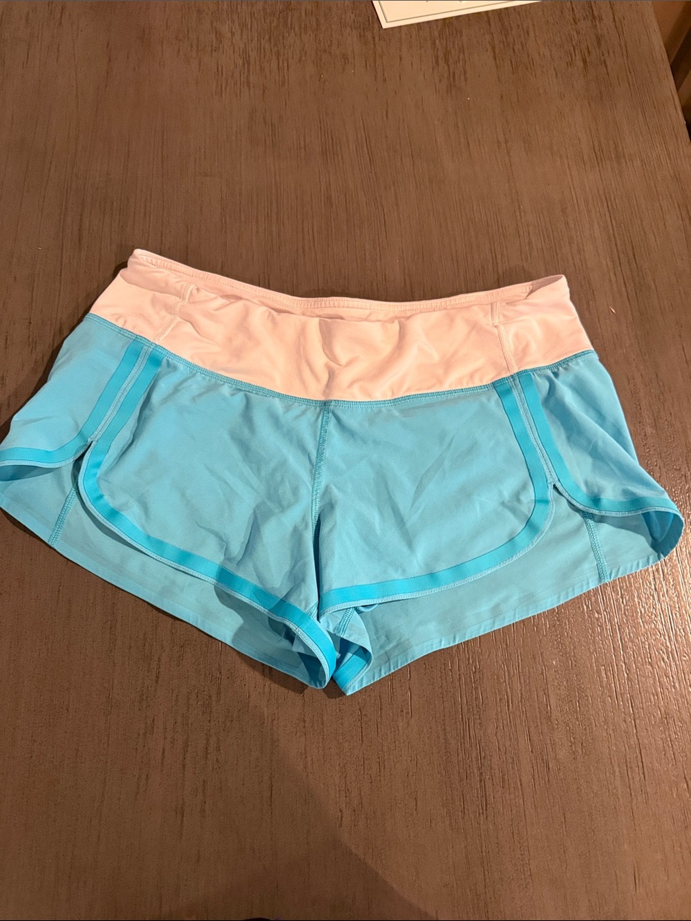 Lululemon Blue White Running Shorts Size 8 Athletic Workout